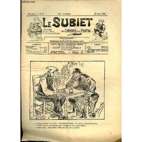 Le Subiet Des Chérentes Et Dau Pouétou N°10 29e Année 20 Mars 1930 ... on Productcaster.