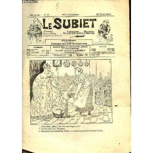 Le Subiet Des Chérentes Et Dau Pouétou N°16 32e Année 20 Juin 1933 ... on Productcaster.