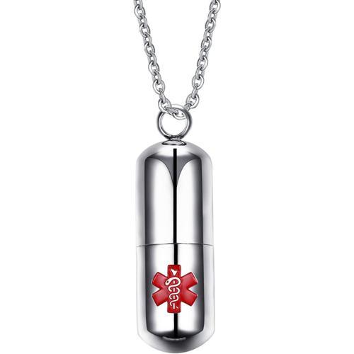 Argent Sos Capsule D'urgence Pendentif Chaîne Chaîne Collier Penden... on Productcaster.