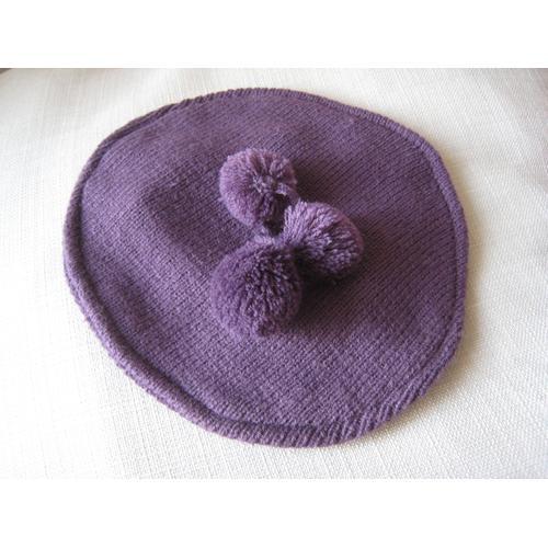 Bonnet Beret Violet Pompons Fille Tbe on Productcaster.