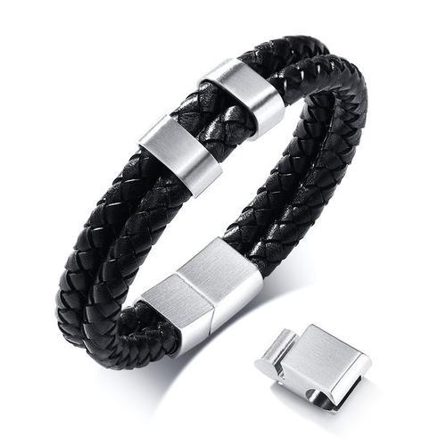 Vnox-Bracelets À Breloques En Cuir Véritable Pour Hommes, Gravure P... on Productcaster.