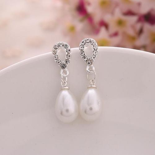 Boucles D'oreilles Sulfen Perles Rondes Et Strass, Bijou De Mariage... on Productcaster.