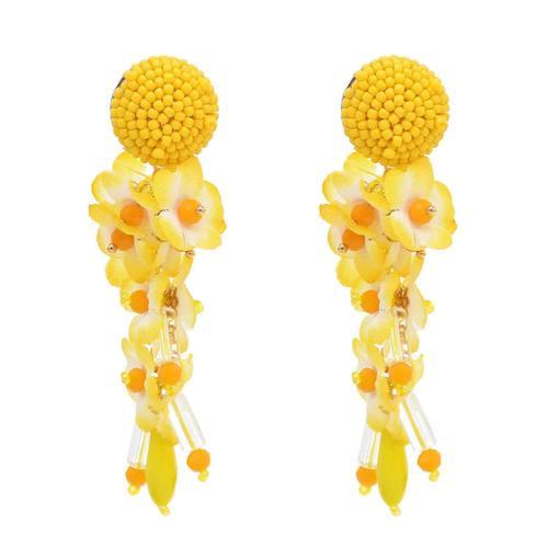 Boucles D'oreilles En Perles De Fleurs, 3 Couleurs, Long Fil, Pour ... on Productcaster.