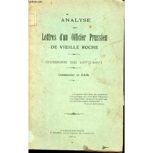 Analyse Des Lettres D Un Officier Prussien De Vieille Roche. Guerre... on Productcaster.