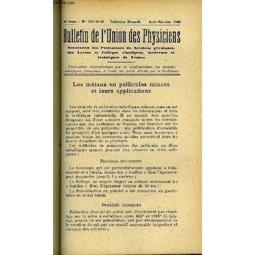 Bulletin De L Union Des Physiciens N° 347-348-349 - Les Métaux En P... on Productcaster.