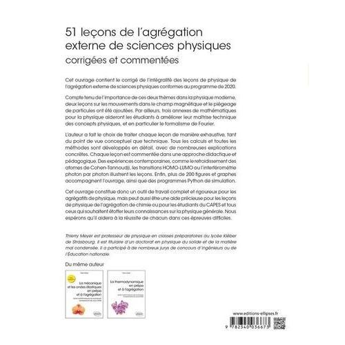 51 Leçons De L?Agrégation Externe De Sciences Physiques Corrigées E... on Productcaster.