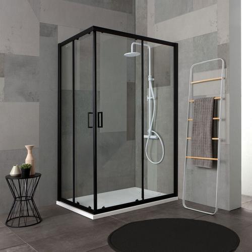 CABINE DOUCHE 70X90 H 190 PROFILE NOIR OPAQUE CRISTAL TRANSPARENT C... on Productcaster.