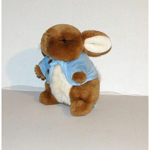 Peluche Lapin Veste Bleu Eden Doudou Lapin Assis 18 Cm on Productcaster.