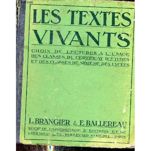 Les Textes Vivants - Choix De Lectures À L Usage Des Classes Du Cer... on Productcaster.