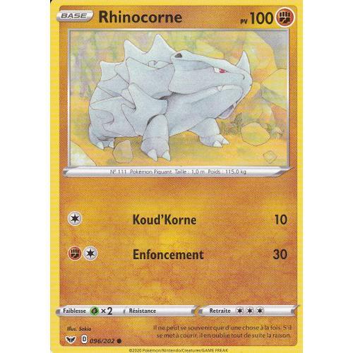 Carte Pokemon - Rhinocorne - 096/202 - Épée Et Bouclier on Productcaster.