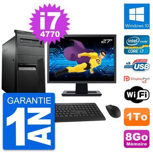 PC Tour Lenovo M93p Ecran 27" Intel i7-4770 RAM 8Go Disque 1To Wind... (Reconditionné) on Productcaster.