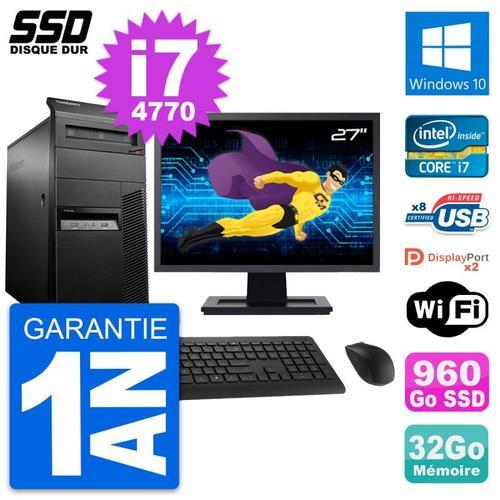 PC Tour Lenovo M93p Ecran 27" Intel i7-4770 RAM 32Go SSD 960Go Wind... (Reconditionné) on Productcaster.