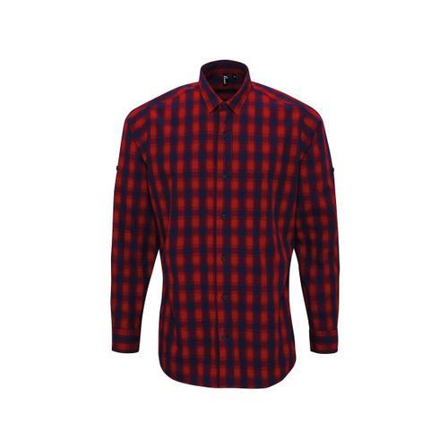 Chemise Manches Longues - Homme - Pr250 - Rouge Et Marine on Productcaster.