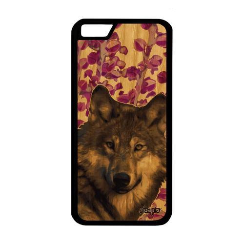 Coque Pour Iphone 6 6s En Bois Silicone Loup Animaux Rose Design Lu... on Productcaster.