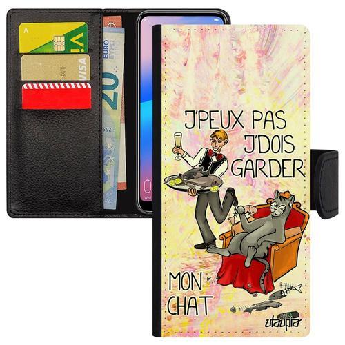 Coque Humour J'peux Pas J'dois Garder Mon Chat Mi 9t Cuir Rabat Por... on Productcaster.