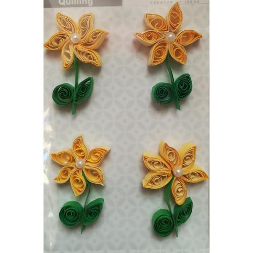 Embellissement Fleurs Jaunes En Quilling Avec Perle Pour Scrapbooki... on Productcaster.