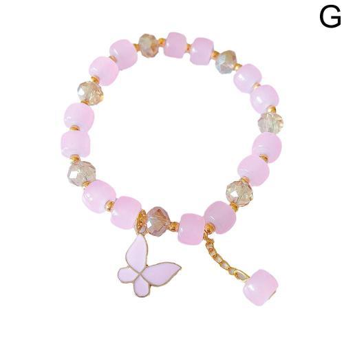 Pink Bracelet Papillon En Cristal Perle De Verre Cadeau Pink on Productcaster.