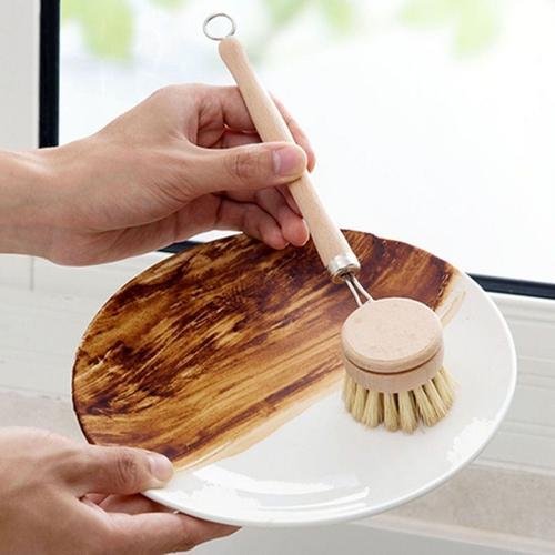 Brosse En Bois Naturel Longue PoigneE Casserole Pot Brosse Plat Bol... on Productcaster.