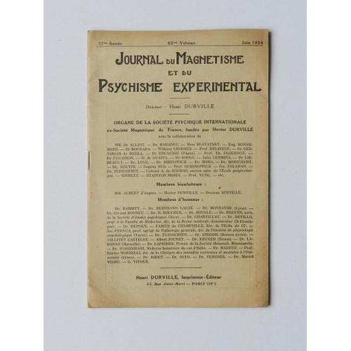 Journal Du Magnétisme ( Juin 1924 ) on Productcaster.