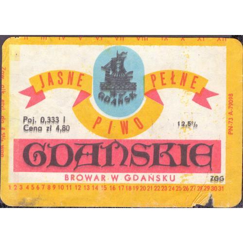 Étiquette De Bière Polonaise Gdanskie Jasne Pelne Piwo on Productcaster.