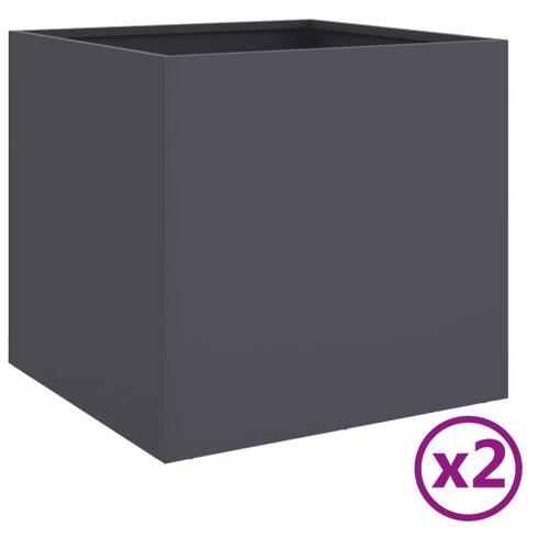 Vidaxl Jardinières 2 Pcs Anthracite 49x47x46 Cm Acier Laminé À Froid on Productcaster.