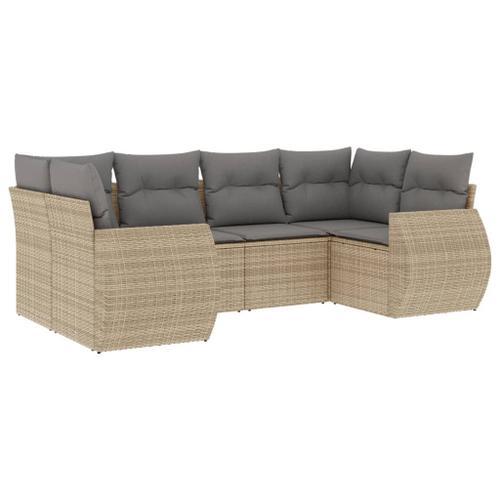 Vidaxl Salon De Jardin Avec Coussins 6 Pcs Beige Résine Tressée on Productcaster.