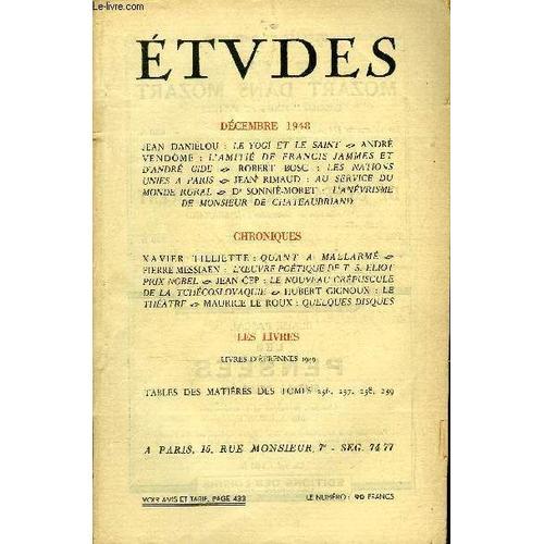 Etudes Tome 259 N° 11 - Le Yogi Et Le Saint Par Jean Daniélou, L Am... on Productcaster.