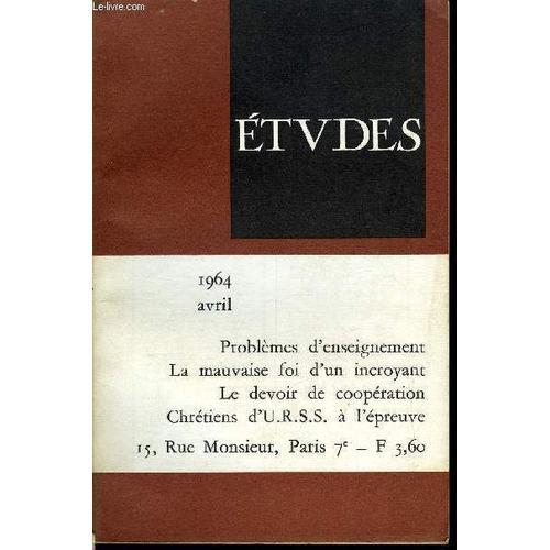 Etudes Tome 320 N° 4 - Crise De L Éducation Par J. Sainclair, Monde... on Productcaster.