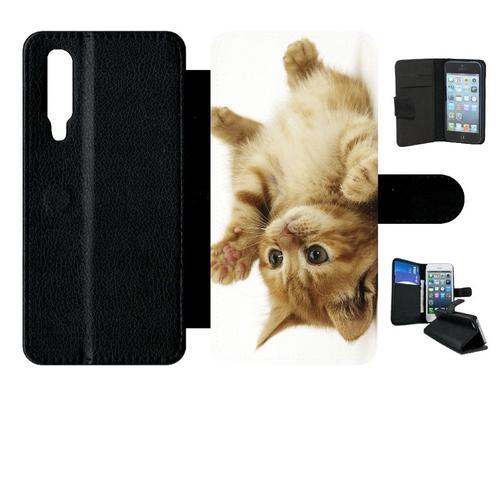 Etui À Rabat Huawei P30 - Petit Chaton Mignon - Simili-Cuir - Noir on Productcaster.