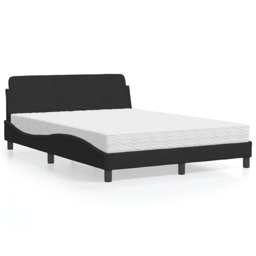 Vidaxl Lit Avec Matelas Noir 140x190 Cm Velours on Productcaster.