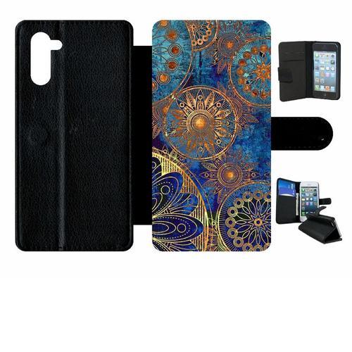 Etui A Rabat - Ornements Or Et Bleu Nuit - Compatible Avec Samsung ... on Productcaster.