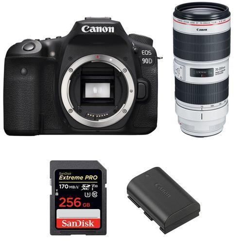 Canon EOS 90D + EF 70-200mm f/2.8L IS III USM + SanDisk 256GB Extre... on Productcaster.