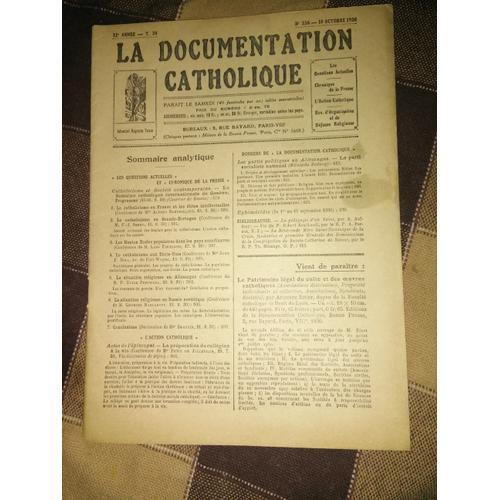 La Documentation Catholique. 12e Année. T. 24. Numéro 536. 18 Octob... on Productcaster.