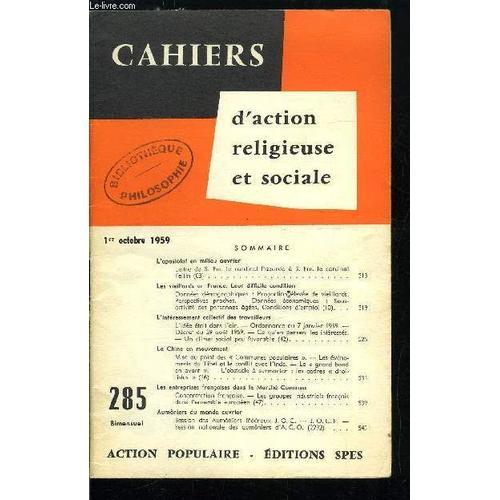 Cahiers D Action Religieuse Et Sociale N° 285 - L Apostolat En Mili... on Productcaster.