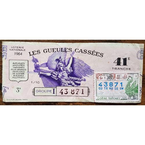 Billet De Loterie Nationale 1964 41e Tranche Groupe 1 - Les Gueules... on Productcaster.