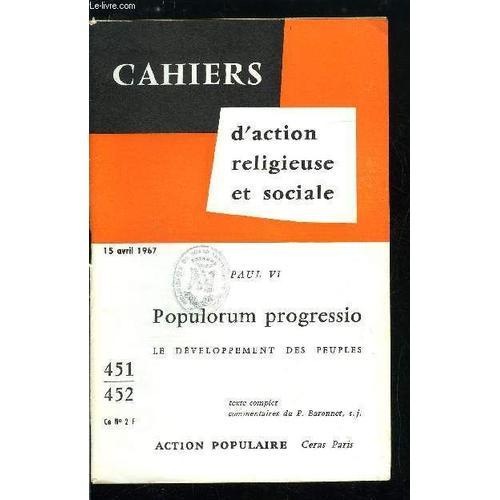 Cahiers D Action Religieuse Et Sociale N° 451-452 - Populorum Progr... on Productcaster.