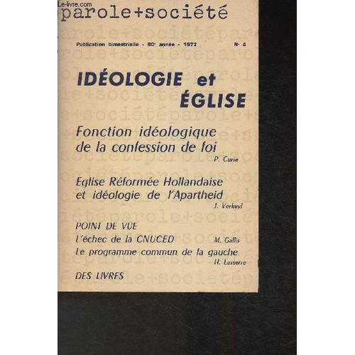 Paroles + Société- 80e Année- 1972- Idéologie Et Eglise- Sommaire: ... on Productcaster.