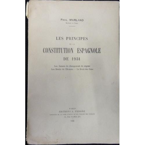 Les Principes De La Constitution Espagnole De 1931 Les Causes Du Ch... on Productcaster.