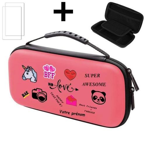 Etui Pochette Switch Lite + Verre Corail Personnalisee Bff Licorne ... on Productcaster.