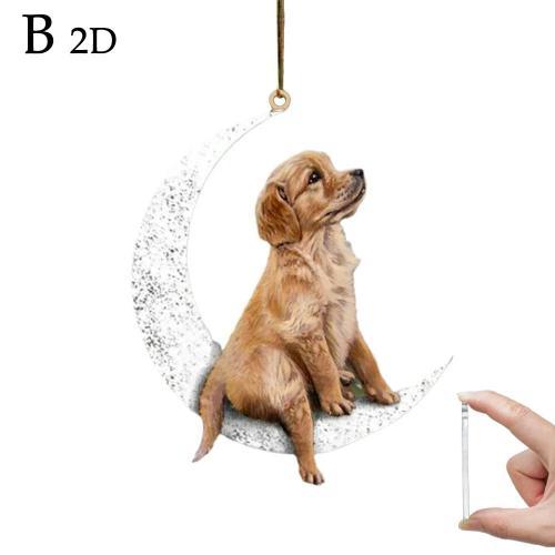 2 Lune chien acrylique arbre de noel suspendus ornements mignon MOO... on Productcaster.