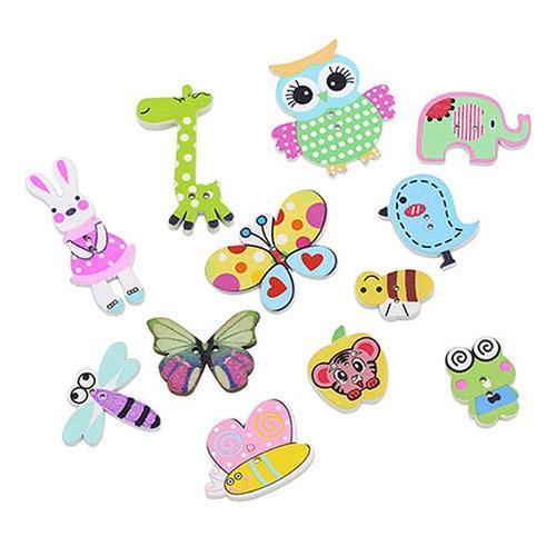 Boutons De Couture En Bois En Forme D'animaux De Dessin Animé Mixte... on Productcaster.