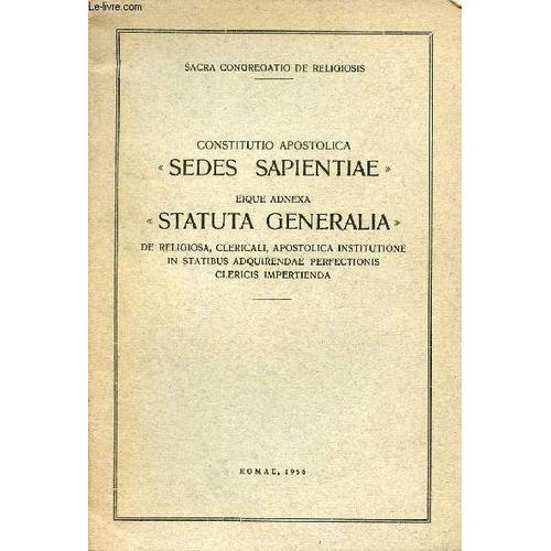 Constitutio Apostolica Sedes Sapientiae Eique Adnexa Statuta Genera... on Productcaster.