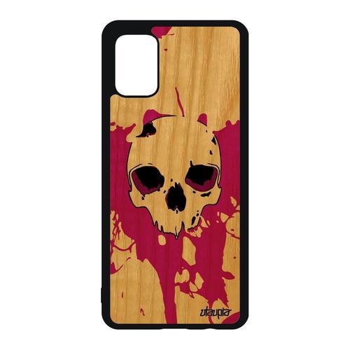 Coque A51 En Bois Et Silicone Tete De Mort Sm-A515f Housse Rose Enf... on Productcaster.