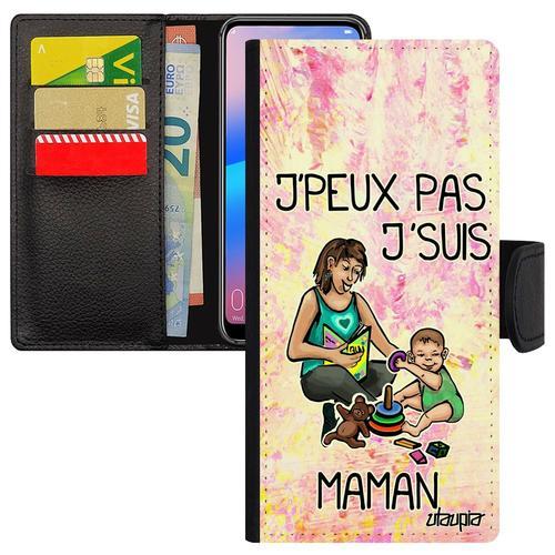 Coque Redmi Note 7 Rabat Portefeuille J'peux Pas J'suis Maman Texte... on Productcaster.