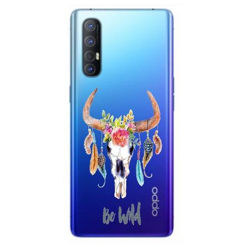 Coque Oppo Find X2 Neo Skull Bull Boheme Plumes Fleur Wild Transpar... on Productcaster.