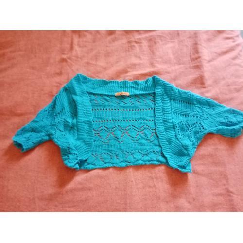 Boléro Manches Courtes Crochet Turquoise 10 Ans Style Plus on Productcaster.