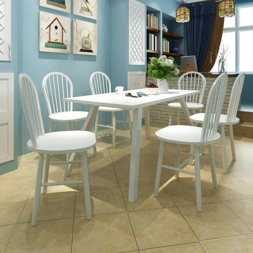 Vidaxl Chaises De Salle À Manger 6 Pcs Blanc Bois D'hévéa Solide on Productcaster.