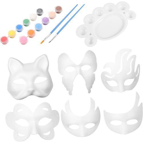 1 Jeu Masque Dhalloween Blanc Cosplay Mascarade Masques Kabuki Blan... on Productcaster.