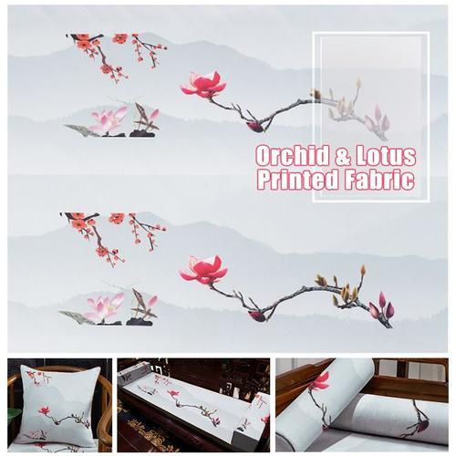 Tissu en lin et coton ¿¿ imprim¿¿s Lotus, ¿¿toffe de Style traditio... on Productcaster.