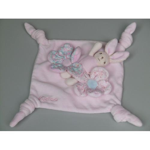 Doudou Peluche Lapin Plat Rose Bleu Fleurs Liberty Kaloo on Productcaster.